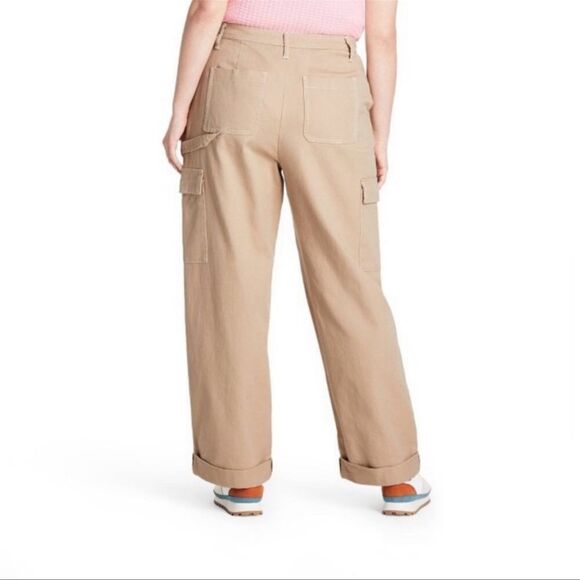 Sandy Liang x Target Mid Rise Straight Leg Cargo Pants NWT Khaki 16W/18W - Picture 3 of 5